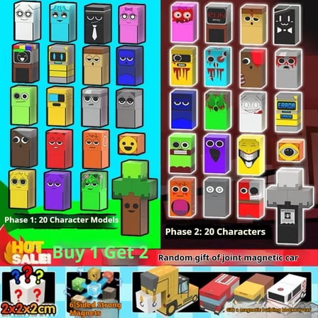 Music Box Magnetic Building Block Toy 2-in-1 Full Set with 40 Characters, 92 Pieces