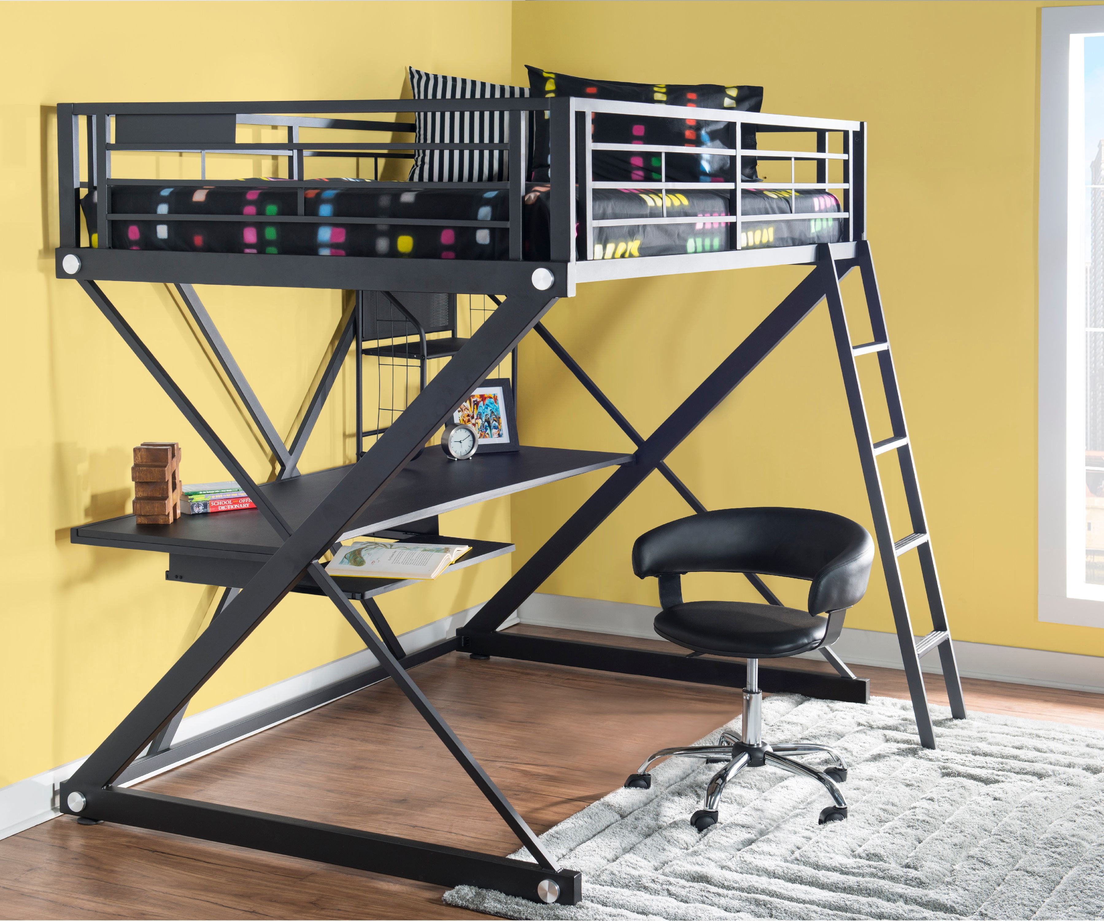 Powell Z Bedroom Full Size Study Loft Bunk Bed Black Com