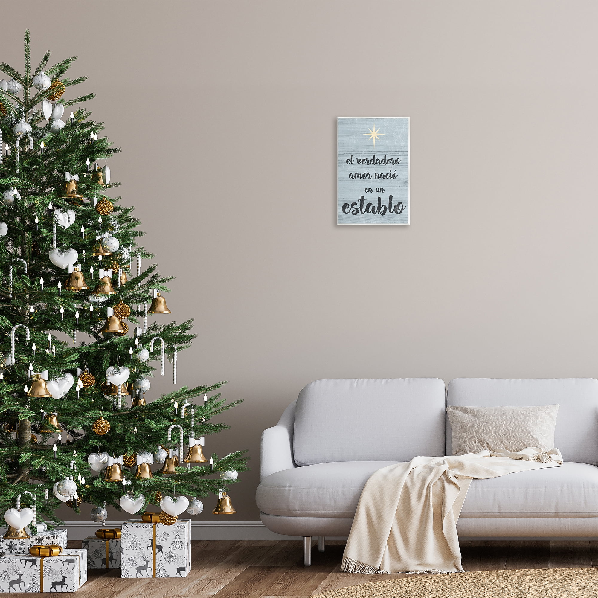 Stupell Industries Amor Verdadero en un Establo Holiday Painting Unframed Art Print Wall Art, 13 x 19