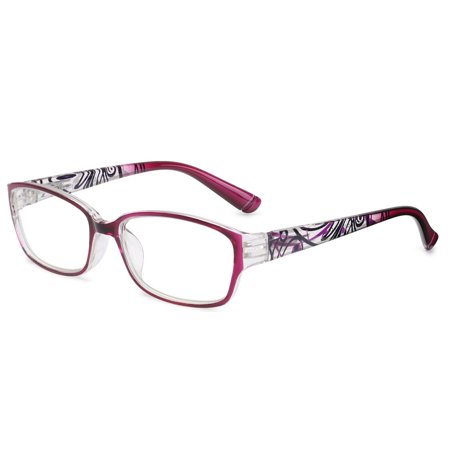 Fashion Elegant Portable Flowers Reading Glasses Eye Protection Anti-Blue Light Eyeglasses Ultra Light Frame PURPLE STRENGTH 200