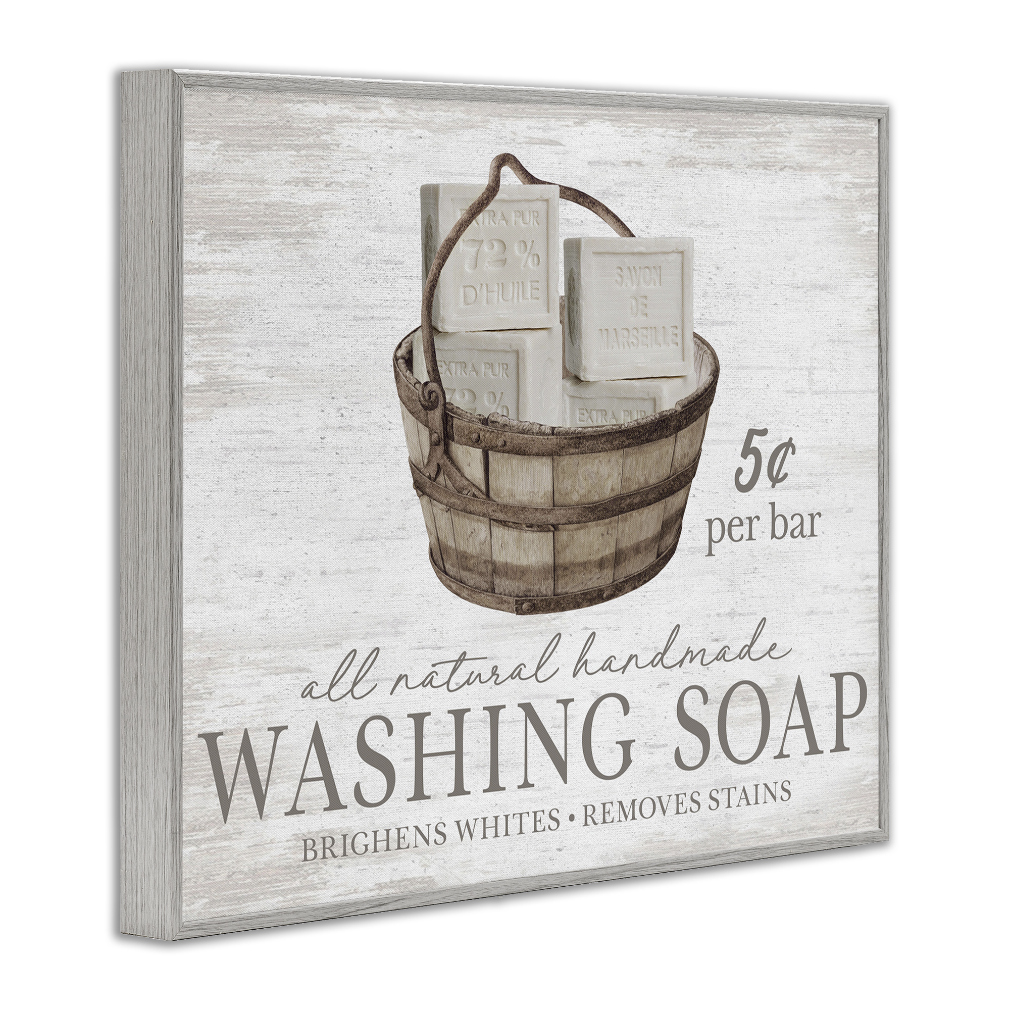 Stupell Industries Vintage Laundry Soap Typography Painting Gray Framed Art Print Wall Art, 20 x 16