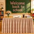 thumbnail image 7 of MudFree Teacher Desk Skirt 4.6 ft Beige Gingham Desk Decor, Table Skirt for Office Classroom Home Party Table Cover, 7 of 7