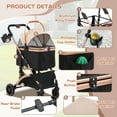 thumbnail image 5 of Magic Union Pet Stroller 3 in 1 Multifunction, 4 Wheels Dog Cat Stroller with Cup Holder for Small Medium Dogs Cats, Foldable Pet Travel Carrier with Detachable Carrier and Storage Basket, Black, 5 of 8