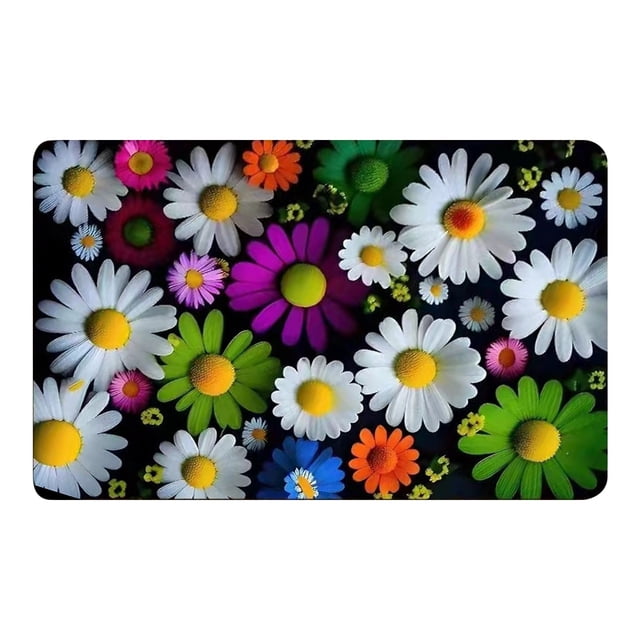 Floral Tech Fabric Bath and Entry Mat Set Absorbent Non- Door Mats for Home 2PCS