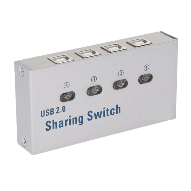 4-Port USB 2.0 Auto Sharing Switch, Smart Peripheral Hub for 4 PCs