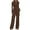 Coffee, variant on TIANZEN Casual Neck Button Down Long Sleeve Top With Wide Leg Trousers Comfortable Wear Outfit Formal Dresses with Pants Wedding Suits Women