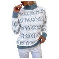 thumbnail image 2 of Christmas Sweaters for Women Cozy Fair Isle High Neck Sweater Snowflake Design Holiday Fall Winter Long Sleeve Pullovers Top Multicolor, 2 of 6