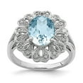 thumbnail image 6 of 925 Sterling Silver Rhodium Diamond and Checker-Cut Light Swiss Blue Topaz Ring Size 7, 6 of 6