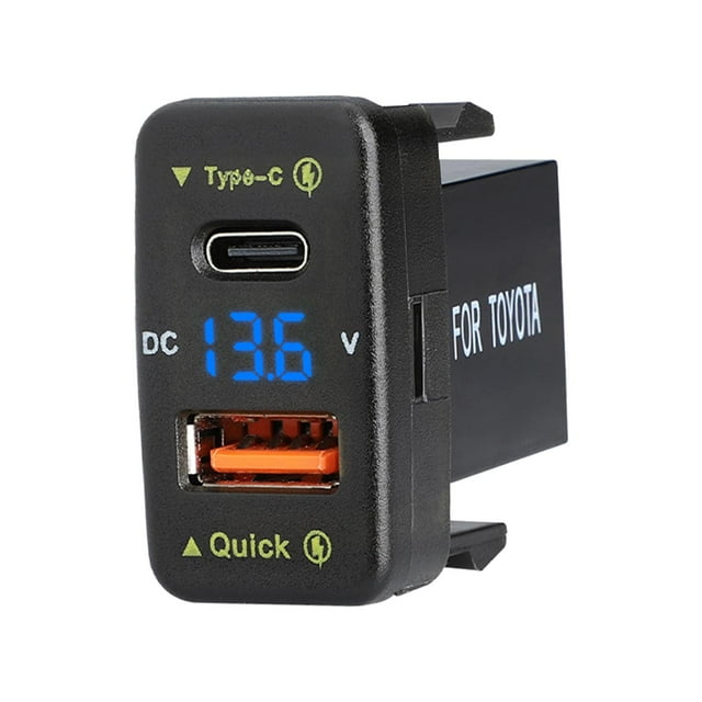 Cargador de coche Zulema 36W LED Pantalla de voltaje PD&QC 3.0 Cargador rápido QC3.0 de doble puerto Luz Azul