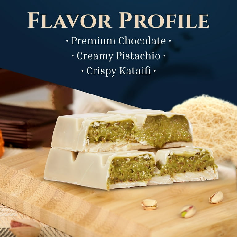 Eastanbul Dubai White Chocolate Bar, Pistachio Kunafa, 7oz Viral