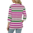 thumbnail image 5 of Womens Stripe Print Color 3/4 Sleeve Round Neck Pullover Fashion Blouses Top Casual Crew Neck Loose Shirt Tops Blouses for Women, 5 of 6