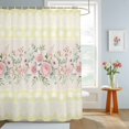 thumbnail image 4 of Pink Flowers Shower Curtains for Bathroom, Farmhouse Botanical Floral Boho Striped Waterproof Fabric Shower Curtain, Decorative Bathroom Curtain for Bathtub, 72"x84", No Hooks Included, 4 of 9