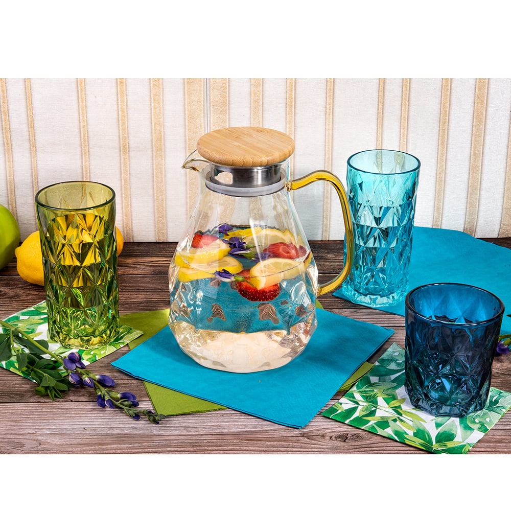 STP Goods  2.1Qt Borosilicate Glass Pitcher w/Bamboo Lid - 2.1 Qt