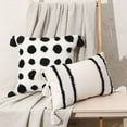 thumbnail image 2 of Namzi Boho Tufted Decorative Square Throw Pillow Cover with Tassels Geometric Dots Cushion Cover for Couch Sofa Bed (Black Dots,18"x18"), 2 of 5