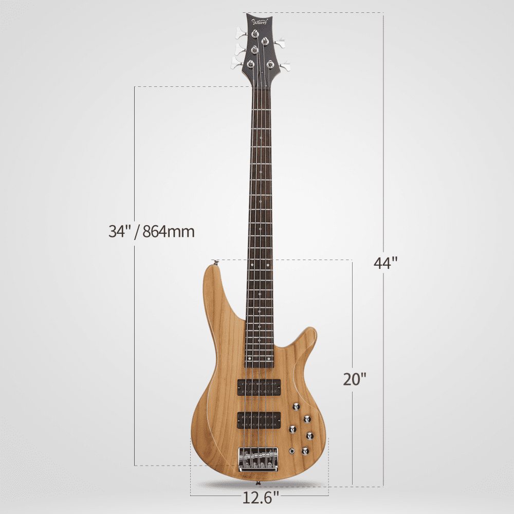 Tcbosik Electric Bass Guitar, 5 String Beginner Starter Kit with Accessories, Including Bag, Strap, Amp Wire, Plectrum and Wrench Tool for Adults, Burlywood