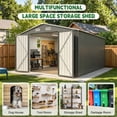 thumbnail image 4 of Easmvetaln 10x12FT Metal Outdoor Storage Shed with Two Windows, Garden Tool Shed for Backyard Patio (Gray), 4 of 10