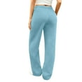 thumbnail image 6 of Wide Leg Sweatpants Women Baggy Fleece High Waisted Cotton Sweatpants Full Length Lightweight Athletic Workout Pants Light Blue 2XL, 6 of 7