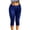 Blue, variant on Women Capri Pants Elastic Waist Side Slit Casual Summer Pants Breathable Lightweight Stretchy Lounge Wear for Daily Comfort
