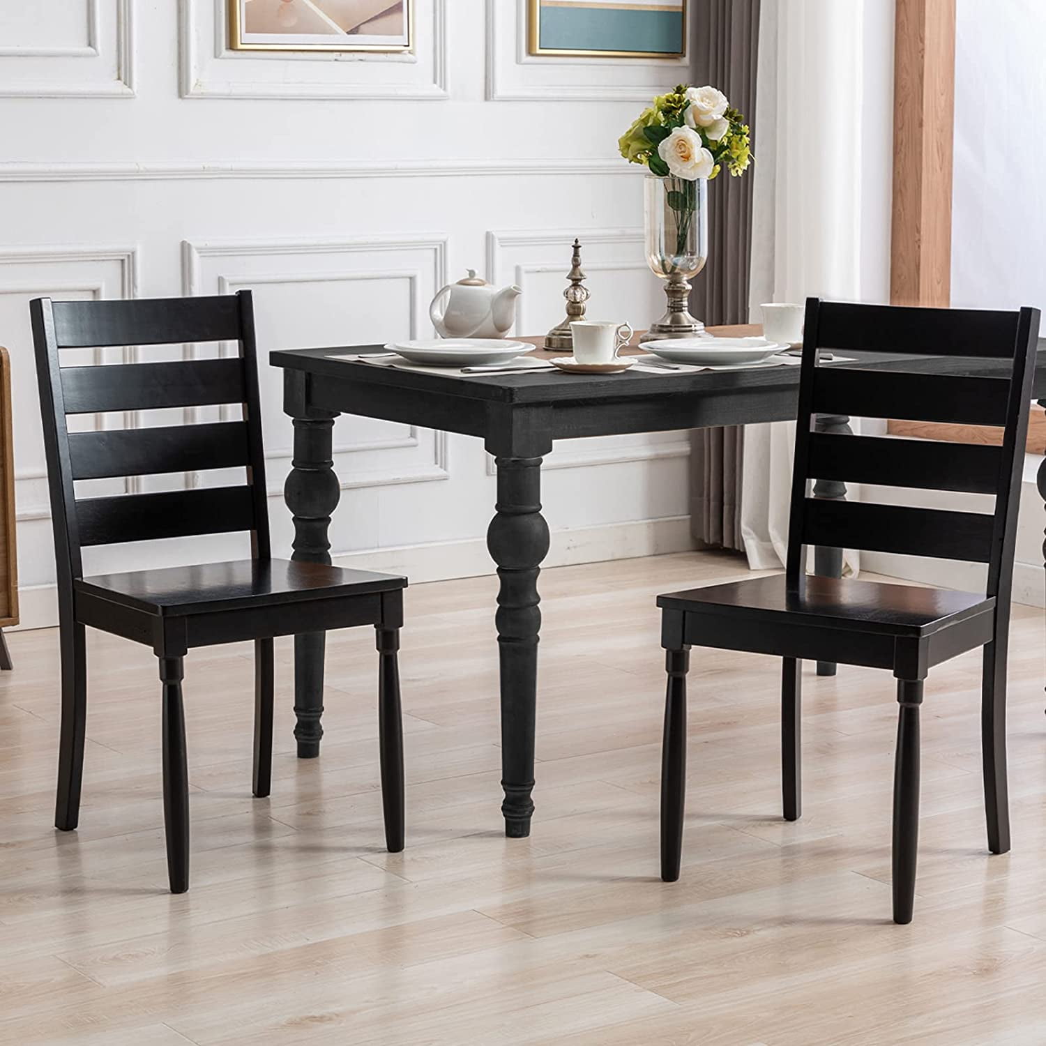 Duhome Wood Dining Chairs Set of 2, Ladder Back Dining Room Chairs