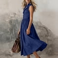thumbnail image 7 of Horkkom Maxi Dresses for Women Summer V Neck Button Collar Sleeveless Dress Casual Pleated Long Dresses M, 7 of 7