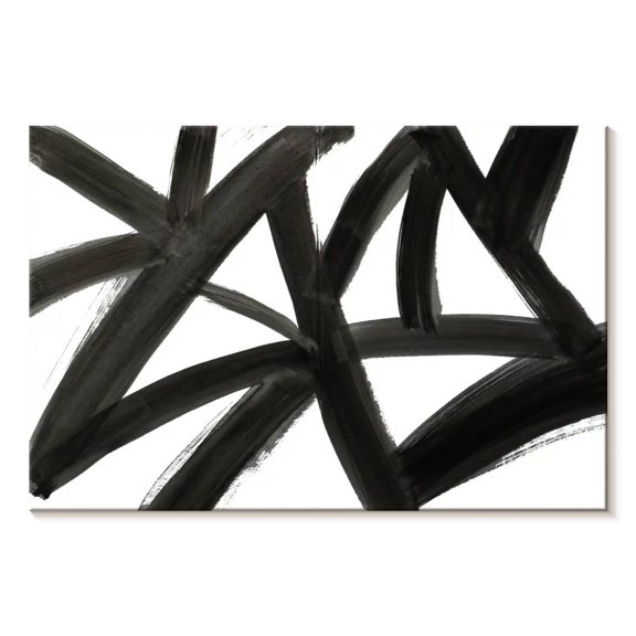 Elephant Stock Black Roads Abstract Wall Art - Horizontal Canvas Wall Art - Living Room Wall Decor - Abstract Canvas - White And Black Decor By Emily Navas - 36" x 24"