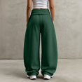 thumbnail image 6 of Wide Leg Sweatpants For Women Solid Tone Fold Over Waistband Pants Adjustable Drawstring Relaxed Fit Casual Sport Trousers, 6 of 6