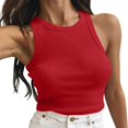 thumbnail image 7 of Pxiakgy Crop Tank Tops for Women Sleeveless Color Tops Solid Women's Tank Short Round Neck Vest Women's Blouse Going Out Tops Workout Camis Shirts Rd1 L, 7 of 7
