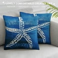 thumbnail image 3 of Leisuo Nautical Starfish Throw Pillow Covers Coastal Beach Themed Decorative Pillows Cases Summer Ocean Sea Life Blue Pillowcase for Outdoor Couch Patio Living Room White, 3 of 5