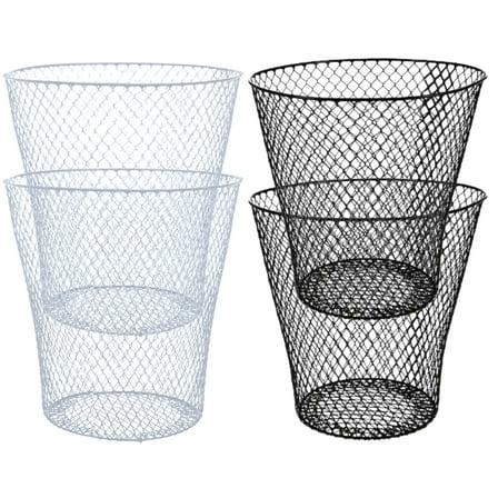 4-Pack Metal Mesh Wire Wastebasket Trash Can – 9-Inch Round Open Lightweight Bin for Office Home Dorm Bathroom Classroom Desk Kitchen garbage Container (2 White   2 Black)