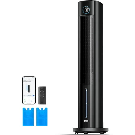 43 Tower Fan for Bedroom, Upgraded Quiet Cooling Fan with Cold Air Mode, 85° Wide Oscillation, Easy-Clean Design, Smart APP Control, 4 Speed & Mode Settings, 12-Hour Timer, Black Floor Standing Fan