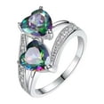 thumbnail image 1 of Bague en Alliage Incrustée de Strass Bague Populaire Bague Exquise Bijoux de Mode Bagues pour Adolescentes Bagues Mignonnes Assorties Packs de Bagues pour Adolescentes Bague Cœur Ouvert Bagues Adolescentes Qui Ne Vont Pas Bague Fille Moitié, 1 of 4