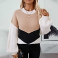 thumbnail image 6 of Giftesty Sweaters for Women Plus Size Women's Casual Round Neck Long Sleeve Sweater Knitted Stripe Loose Blouse Tops, 6 of 9
