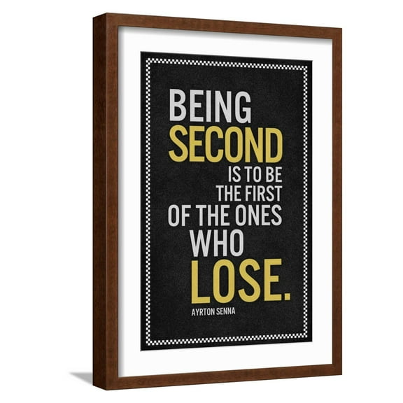 Art.com Ayrton Senna Being Second Quote Art Print, Brown Frame Wall Art, 17" x 23"