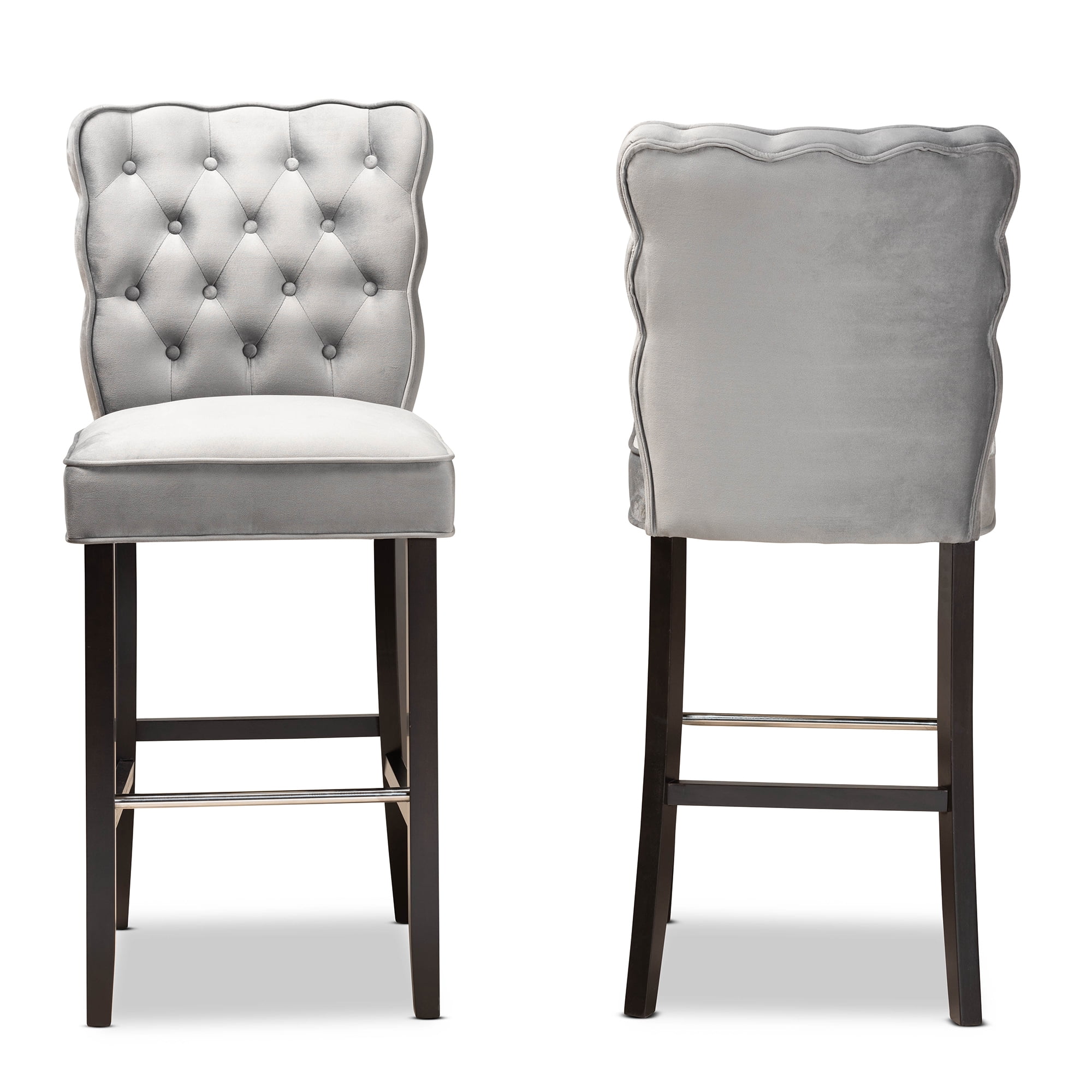 Baxton Studio Daphne Bar Stool, Dark Grey, Set of 2