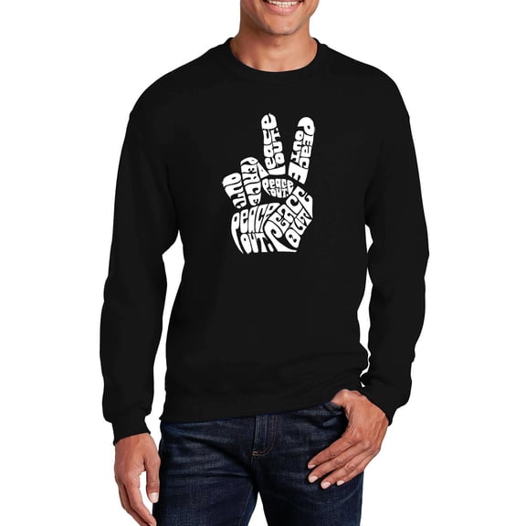 Men's Word Art Crewneck Sweatshirt - Peace Out