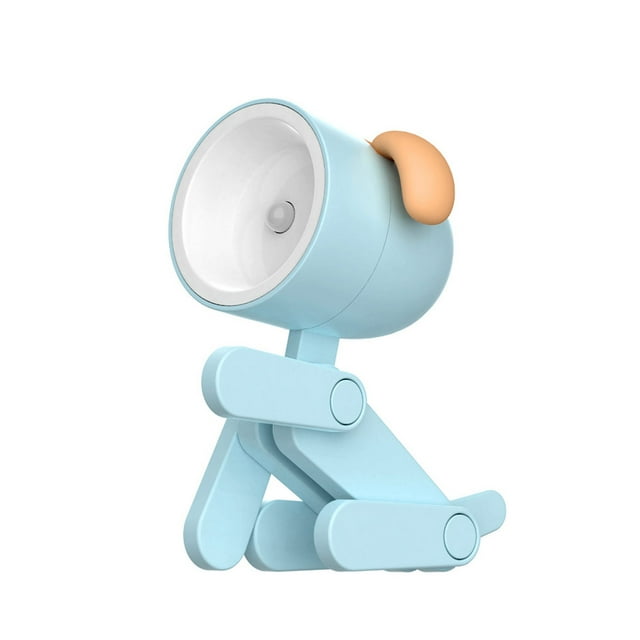 Tholdsy Mini lámpara de escritorio LED plegable, bonito soporte para teléfono pequeño, luz nocturna con forma de perro, luz nocturna para Electrónica Azul