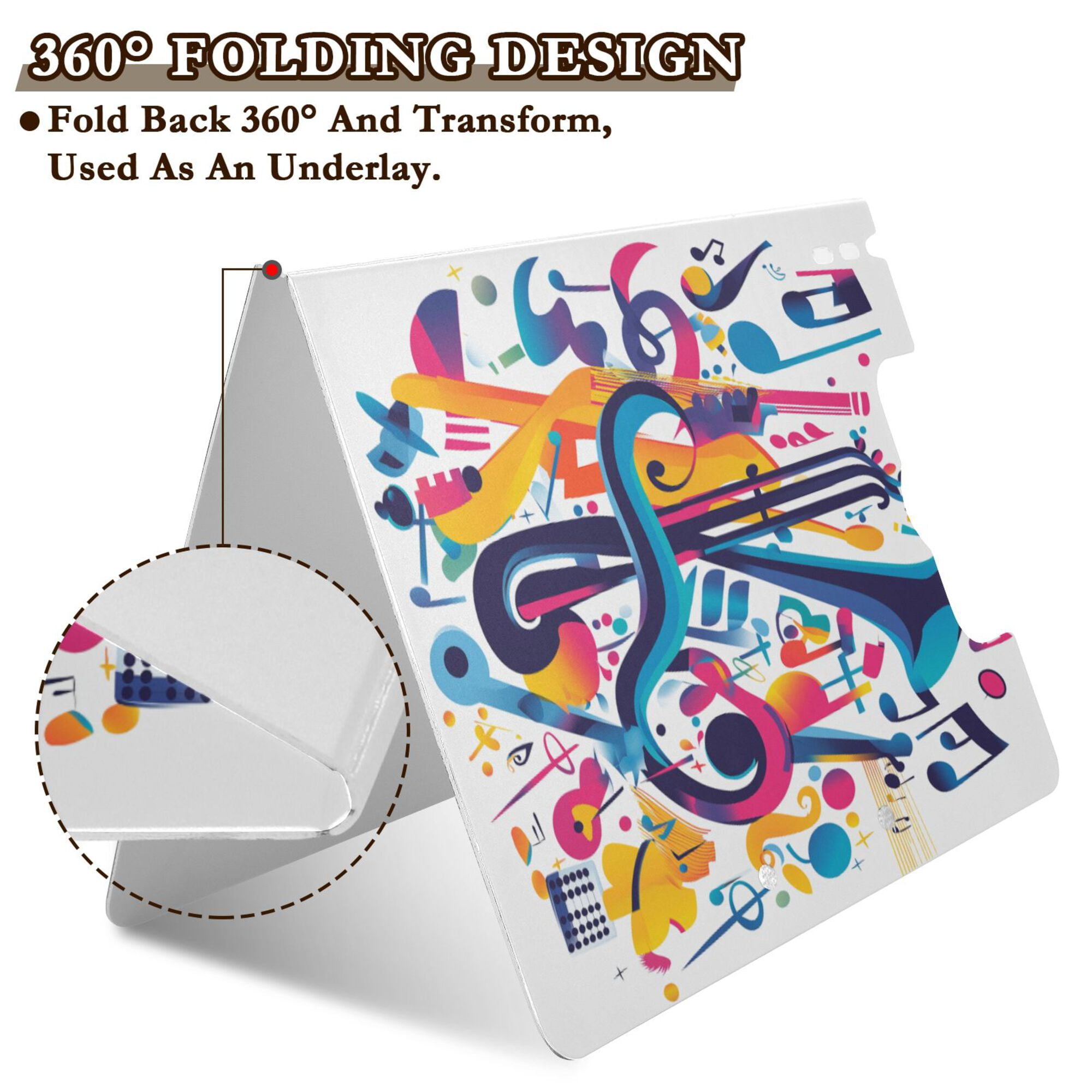 FORMRS A4 Clipboard Folder with Pen Holder Horizontal Foldable School Office Binder, Musical Pattern
