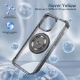 thumbnail image 3 of Magnetic Ring Case for iPhone 16 Pro, Built-in Metal Stand and 360° Rotation Ring Holder Compatible with MagSafe, Crystal Clear Military Grade Drop Protection Cover for iPhone 16 Pro, Black, 3 of 14