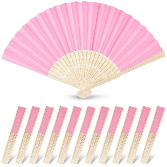Ventiladores de mano plegables de papel JOHOUSE Pink 21 cm 12 unidades