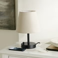 thumbnail image 5 of SAFAVIEH Dexter 14 in. Modern Black Iron USB Port Table Lamp with Oatmeal 100% Cotton Shade, 5 of 6
