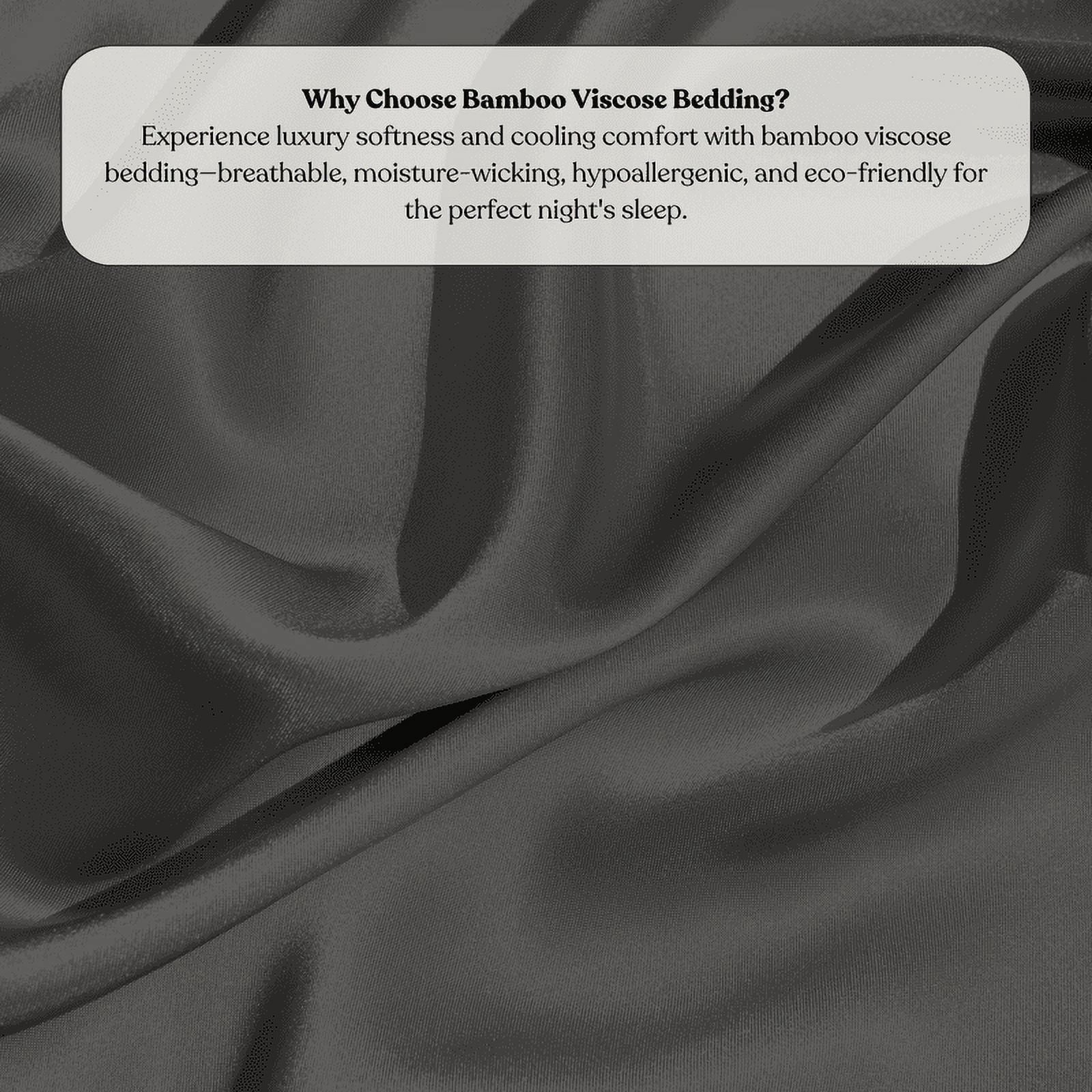 Delara Twin Organic Bamboo Viscose Sheet & Duvet Cover Set Bundle – Ultra-Soft, Cooling Luxury Bedding for Hot Sleepers, Dark Gray