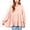 Pink, variant on Women's V-Neck Tiered Babydoll Top with Long Puff Sleeves- Small, Pink