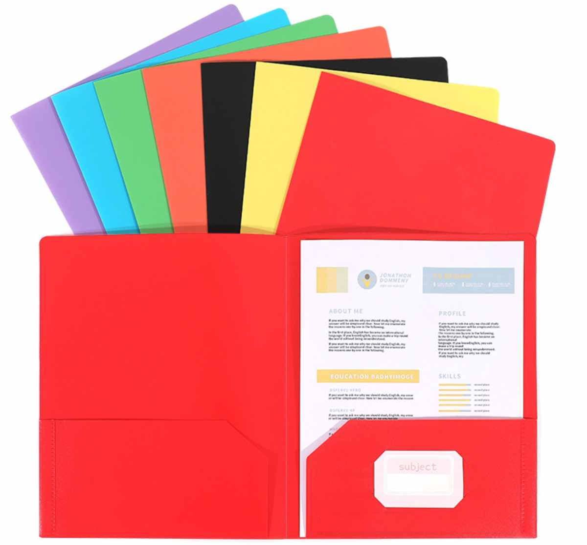 Plastic Pocket Folders, Colored Heavy Duty Durable El Salvador