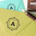 thumbnail image 1 of Printtoo Square Swirl Border Alphabet A Monogram Wood Mounted Rubber Stamp Office Stationary, 1 of 5