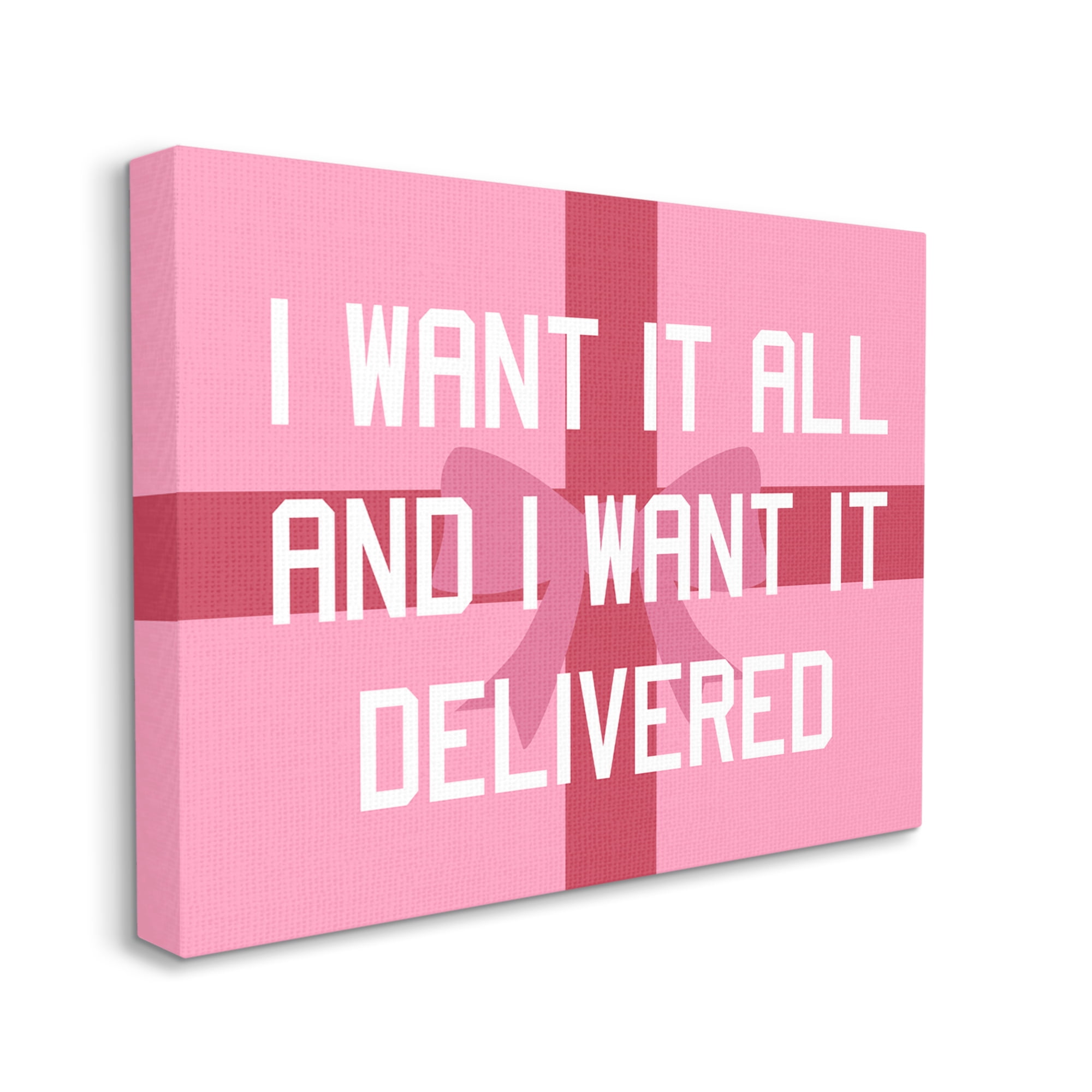 Stupell Industries Funny Want Gifts Delivered Holiday Painting Gallery Wrapped Canvas Art Print Wall Art, 48 x 36