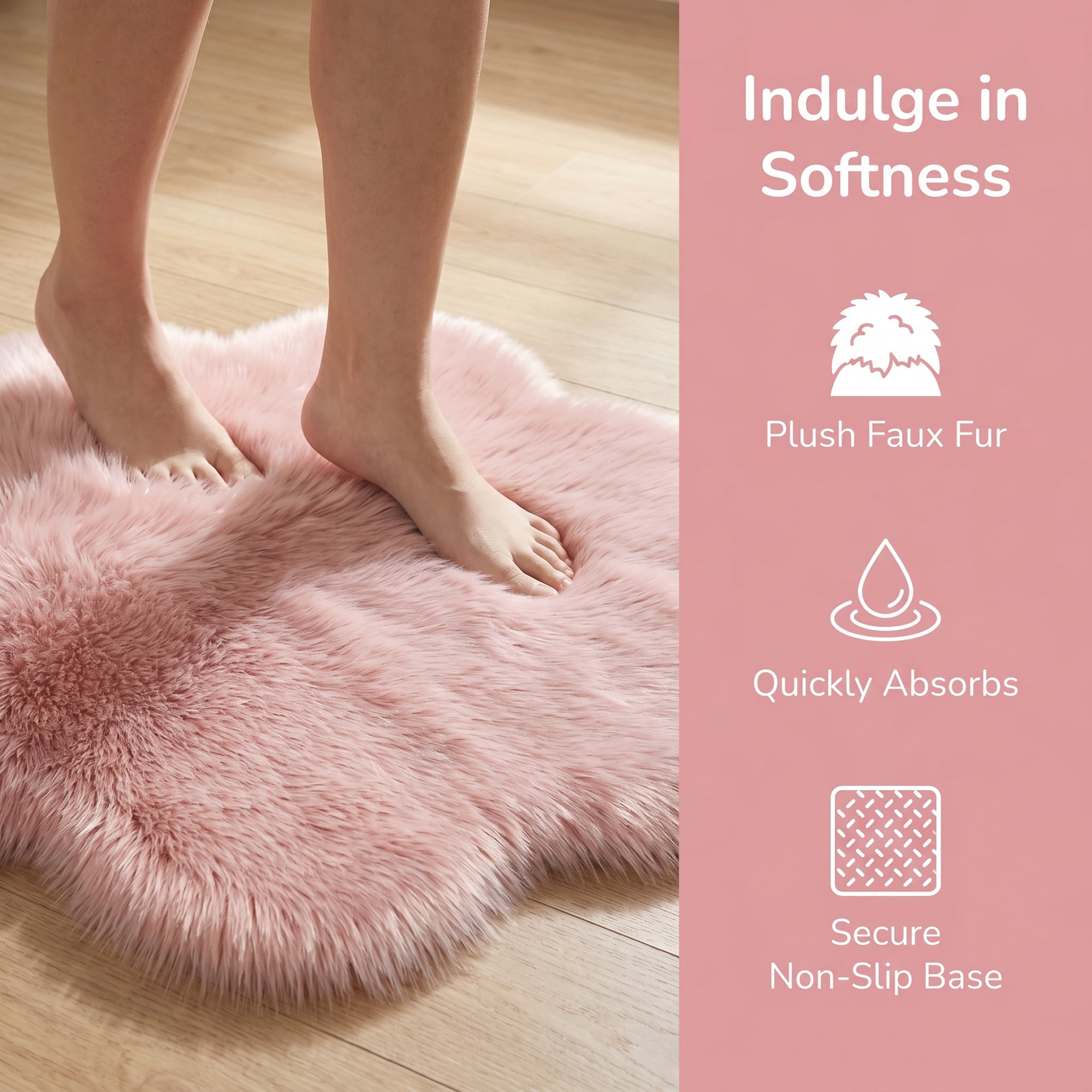 Unique Bargains Shaggy Flower Area Rug Fluffy Non-Slip Fuzzy Carpet 20" x 20" Light Pink