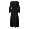 thumbnail image 3 of asdoklhq Clearance Dresses for Pregnant Women Under $10,Women Pregnant Maternity V-Neck Long Sleeve Solid Ruffles Frenulum Dress, 3 of 4