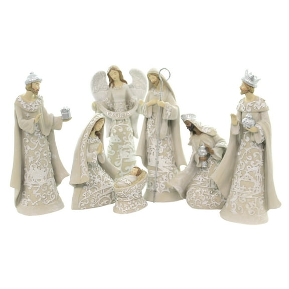 Nativity Sets Exclusive 7-Piece, Features The Holy Family with The 3 Kings and a Gloria Angel, 7.5-Inch