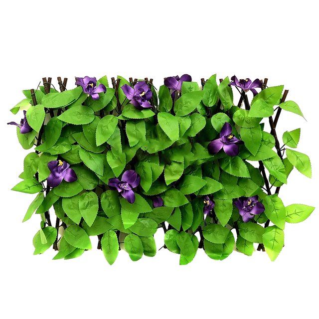 Kearding Jardín con valla de enrejado artificial expandible Valla expandible artificial Valla de enrejado expandible Plantas Artificiales orquídea morada