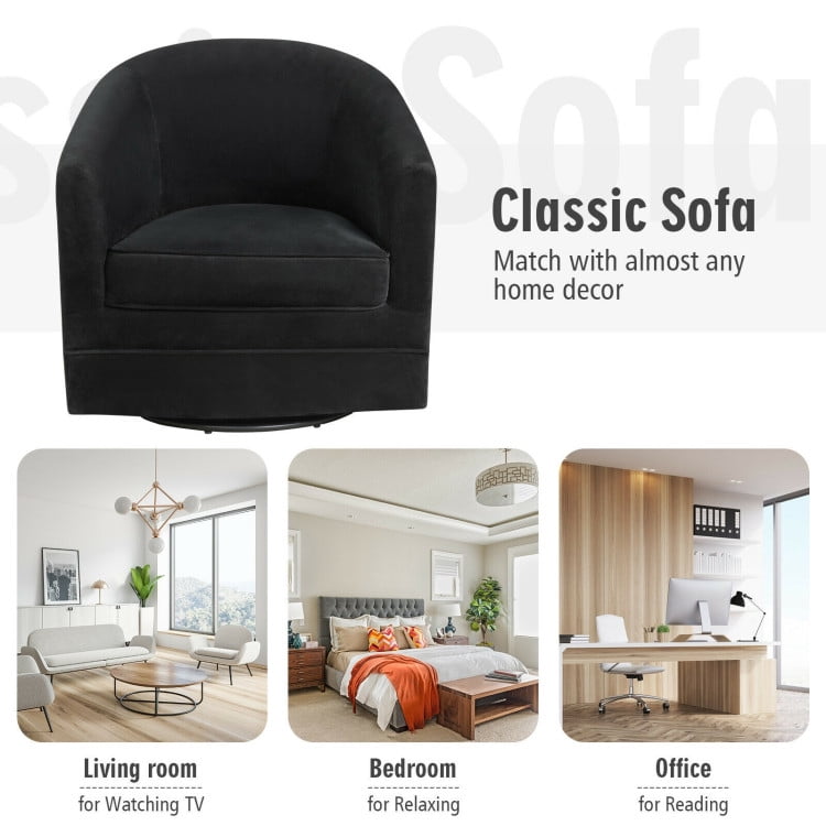 Finihen Modern Assembly Accent Chair, Assembly Accent Chair with 360-Degree Swivel Metal Base, for Living Room, Bedroom, Black Finihen Modern Assembly Accent Chair, Assembly Accent Chair with 360-Degree Swivel Metal Base, for Living Room, Bedroom, Black